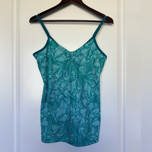 lululemon athletica Tops - Lululemon athletica Gather V Tank Green Blue Teal Swirl Camisole Yoga Size 10